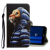 3D Colored Drawing Horizontal Flip PU Leather Case with Holder & Card Slots & Wallet